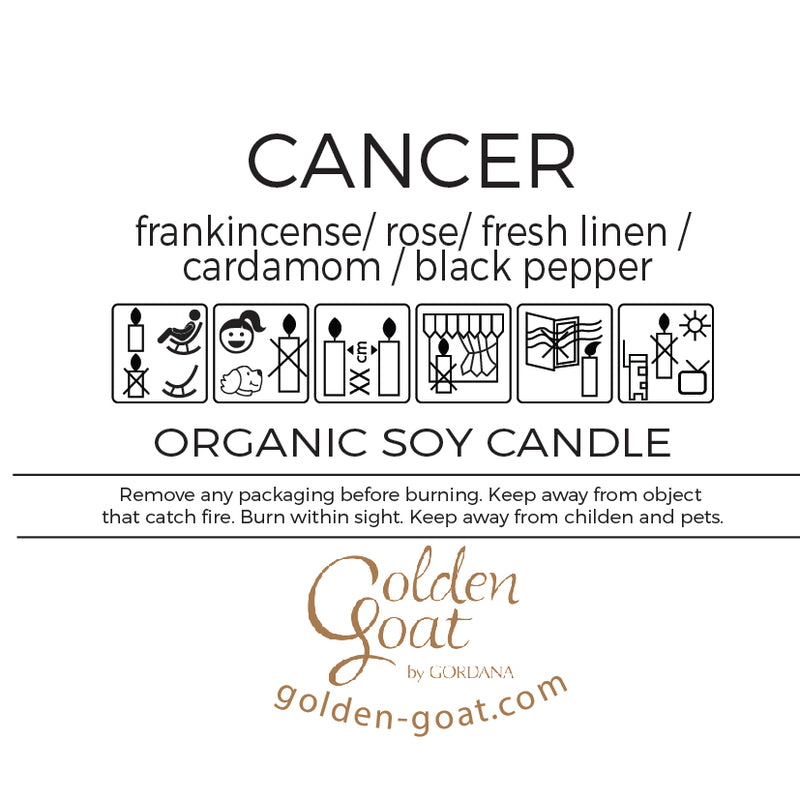 CANCER organic scented candles